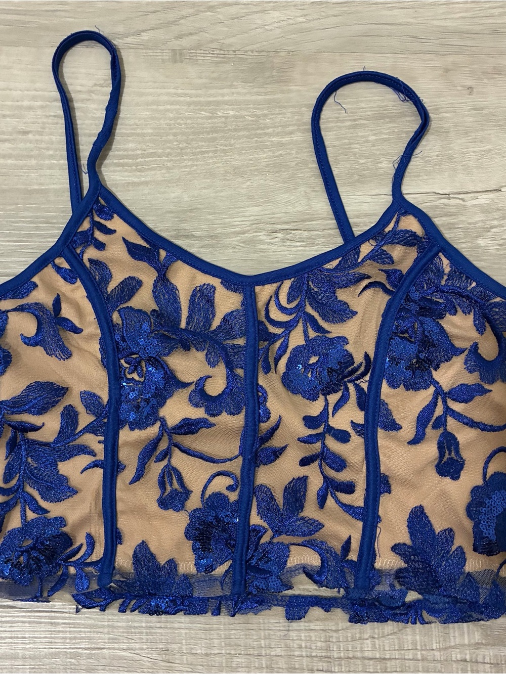 windsor sheer sequin floral crop top